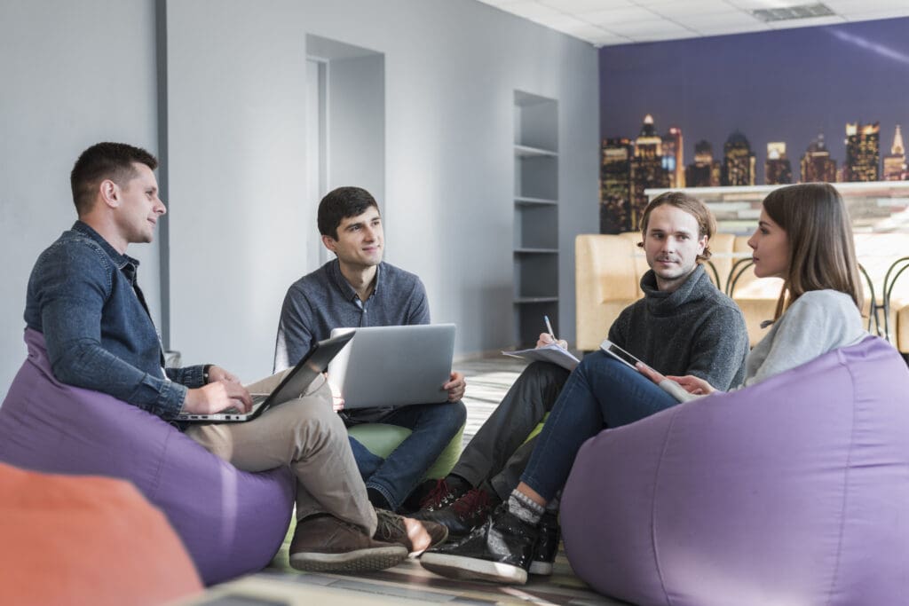 meeting in shared office space