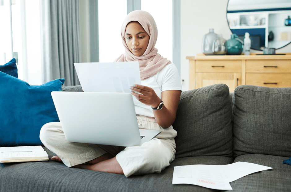 woman calculating taxes