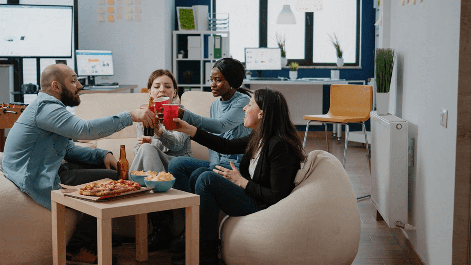 co-workers having drinks