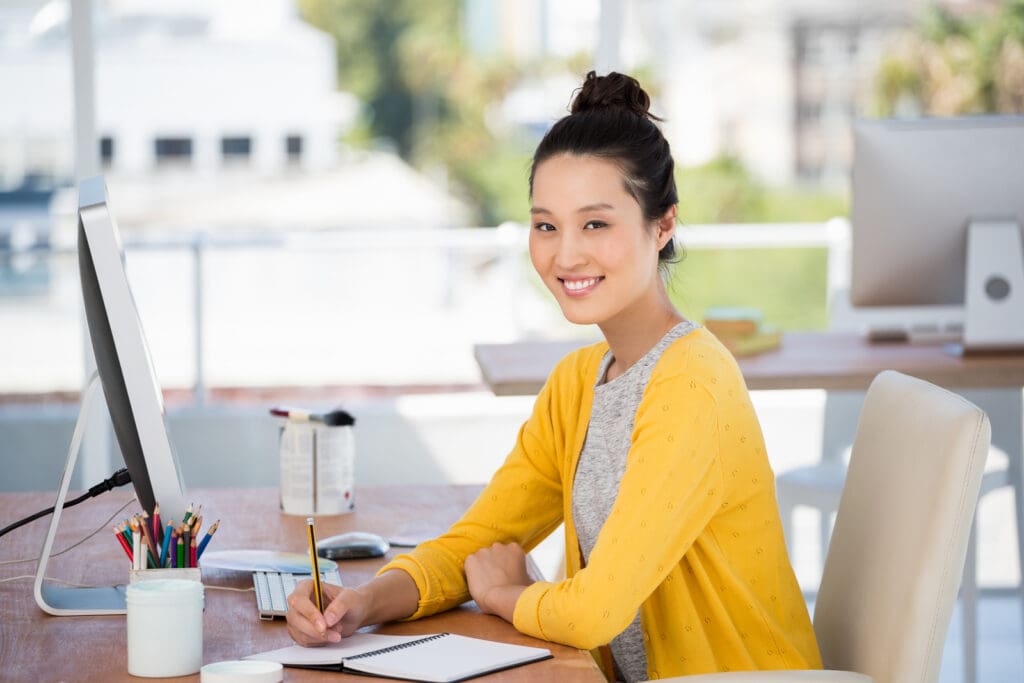 woman working at a desk