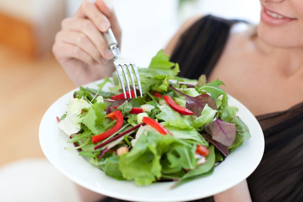 eating salad
